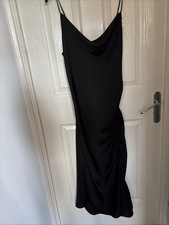 Black Rushed Side Staple Satin Dress from Zara