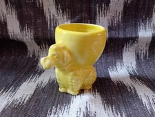 Yellow Dog Egg Cup, Poodle Dog, Ceramic
