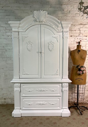 French armoire painted cottage - painted,