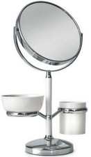 NEW CHROME SHAVING MAKE-UP COSMETICS / SHAVING STICK MIRROR HOLDER STAND 