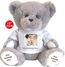 PERSONALISED  GREY TEDDY BEAR