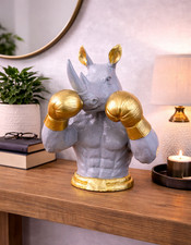 Grey Rhino Boxer Ornament Gold