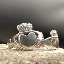 DUBLIN .925 STERLING SILVER Vintage Pair of Claddagh Rings. Size U and S