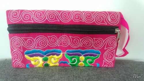 Embroidered wristlet clutch - embroidered,
