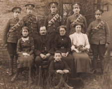 WW1 Real Photo Postcard British Soldiers Mostly Royal Artillery Family Military