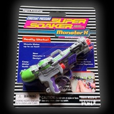 4” Super Soaker MONSTER X KEYCHAIN * NOS Sealed * Vintage 2000 Basic Fun Larami