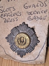 Genuine Royal Scots Guards Officers Silver & Gilt Cap Badge