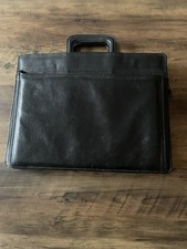 Vintage Black Leather Briefcase Document Attaché Case