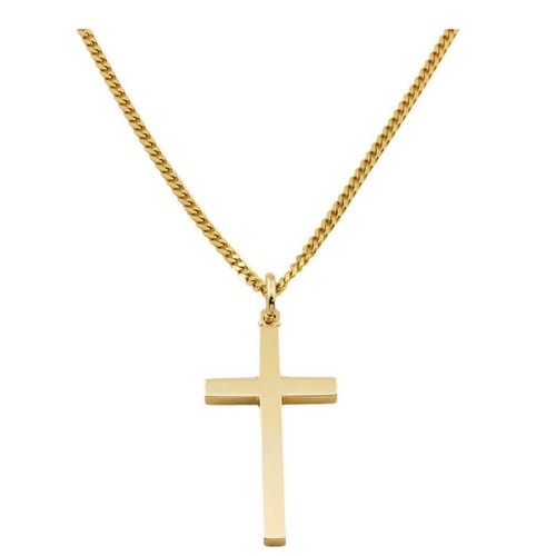 9ct gold cross pendant - gold,