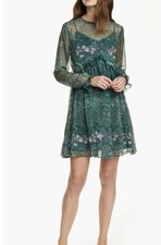 TED BAKER Sorella Diamond green sheer floral print mini dress Size 5 (UK14-16)