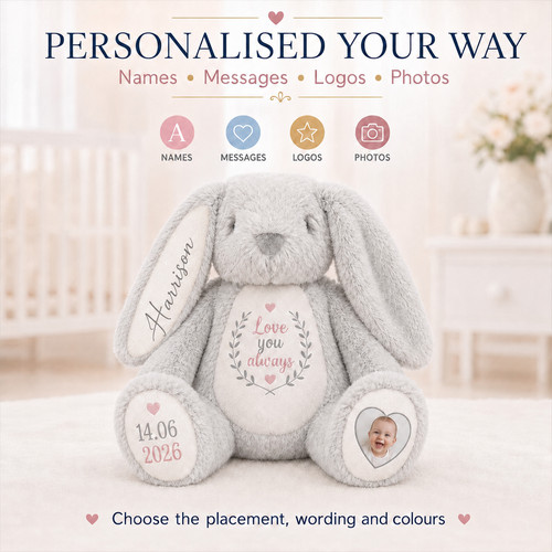 Personalised bunny teddy - personalised,