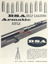 BSA 'ARMATIC' .22 Self-Loading Rifle Vintage ADVERT : Small 1964 Print 670/106
