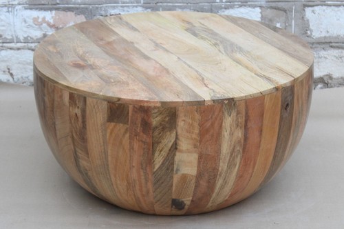 Round wooden coffee table - wooden,