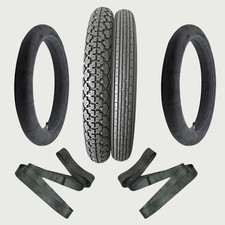 Vintage Motorcycle Tyres 3.25-19 3.50-19 + Tubes & Rim Tapes - Servis