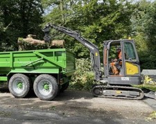 Arb Digger Excavator Hire with Grab, Shear, Post Hole Drill, Post knocker