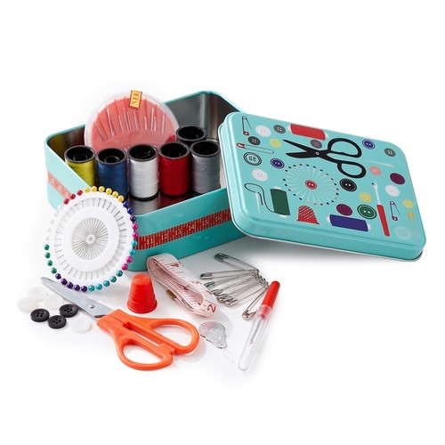 Metal sewing kit box with - metal,