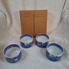 Spode Blue Italian Set of Four Ramekin Dishes Vintage Oven to Tableware Boxed