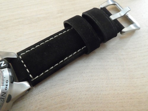 Black suede leather watch - black,