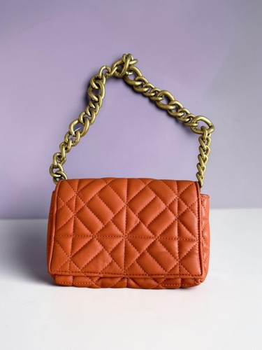 Zara orange gold chain - chain, quilted
