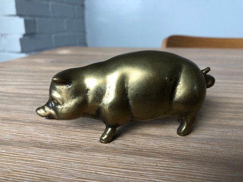 Vintage solid brass pig - vintage,