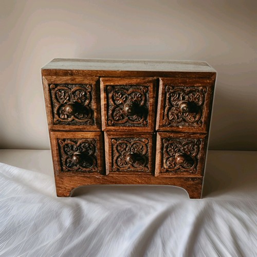 Vintage carved wooden mini - carved,