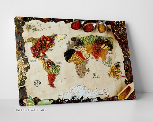 Spices world map canvas - spices,