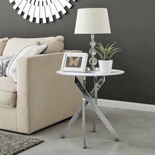 Novara round side table - round, white