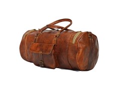 Mens Travel Leather Holdall Overnight Luggage Carry On Duffle Gym Large Bag