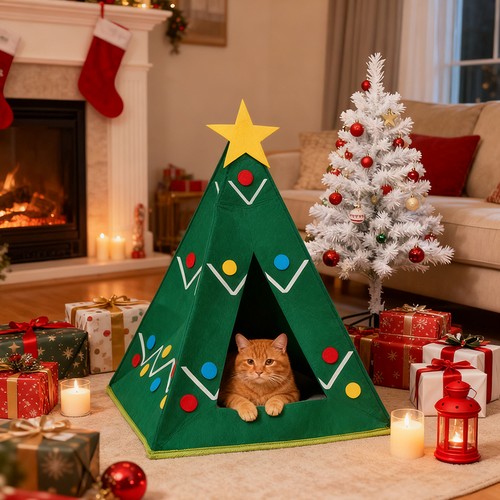 Christmas tree dog cat bed - dog,