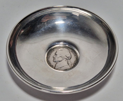 Silver coin dish jefferson - coin,