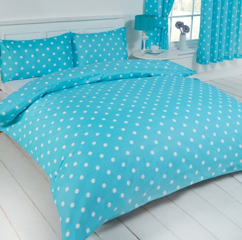 Polka dot blue white - white, modern