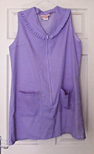 WOMENS VINTAGE NYLON OVERALL PINNY RARE PURPLE GINGHAM DRESS MAID CHORES CLEANER