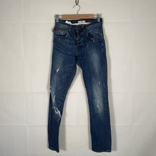 Police Jeans Mens Blue W28 Short L30 Skinny Distressed Cassidy Denim