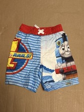 Thomas the Tank Engine Swim Trunks Boys 3T Blue Red Mesh Lined Preowned