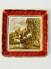 Vintage John Constable Sandland Ware Square Plate Staffordshire England Gold Rim