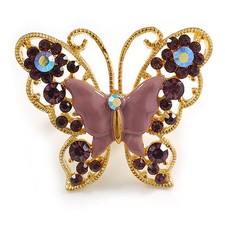 Large Purple Enamel Butterfly