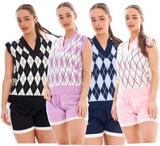 Ladies Argyle Knit Vest &