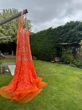 DSI Of LONDON Stunning COUTURE Latin dress Heavily Stoned In Orange Stand Out