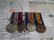 WW1 MILITARY MEDAL FOR BRAVERY GROUP OF 4 INCLUDES - 1914 MONS STAR WITH CLASP