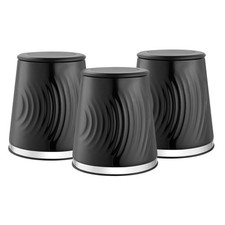 Tower Sonar Canisters Set of 3 Tea Coffee Sugar Black Storage Containers Kitchen
