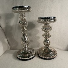 Set 2 Mercury Glass Pillar