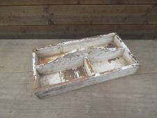 Vintage rustic wooden garden potting shed open caddy trug seed hand tool box