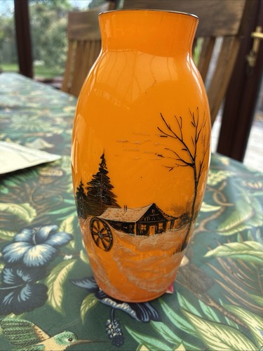 Hand painted orange glass - orange,