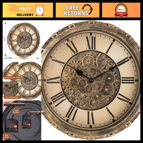 Rustic gear wall clock - clock,