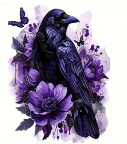 Crow flowers iron on - flowers,