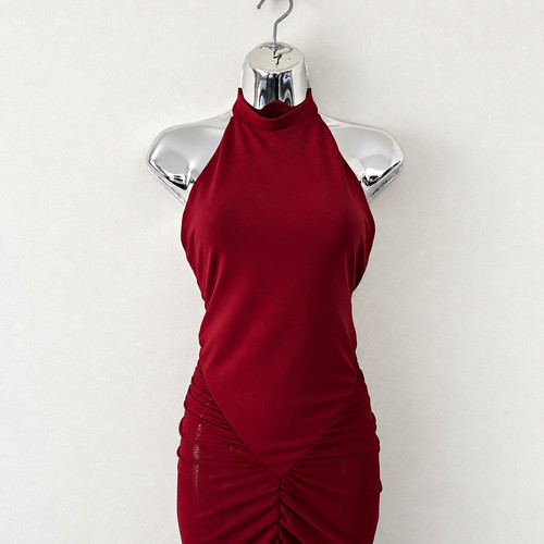 Zara deep ruby red halter - deep,