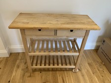 IKEA FÖRHÖJA Kitchen Trolley – Birch Wood 100x43cm Storage Island with Wheels