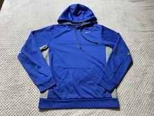 Nike Sweater Mens Small Blue Therma Fit Hooded Sweatshirt Hoodie Fleece Lined