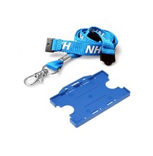 NHS  Lanyard Blue with Triple Breakaway Lanyard & Double Sided ID Card Holder