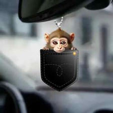 2D Acrylic Christmas Hanging Decoration Monkey in Pocket Bag Backpack etc(B26) *